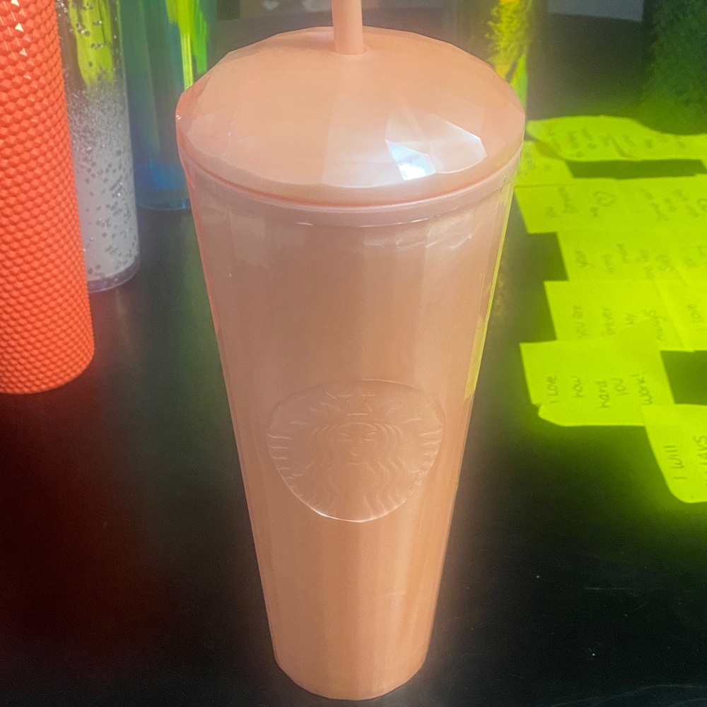 Starbucks Peach Tumbler with Lid and Straw